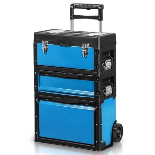 DNA Motoring 3-Tier Stackable Tool Boxes Trolley